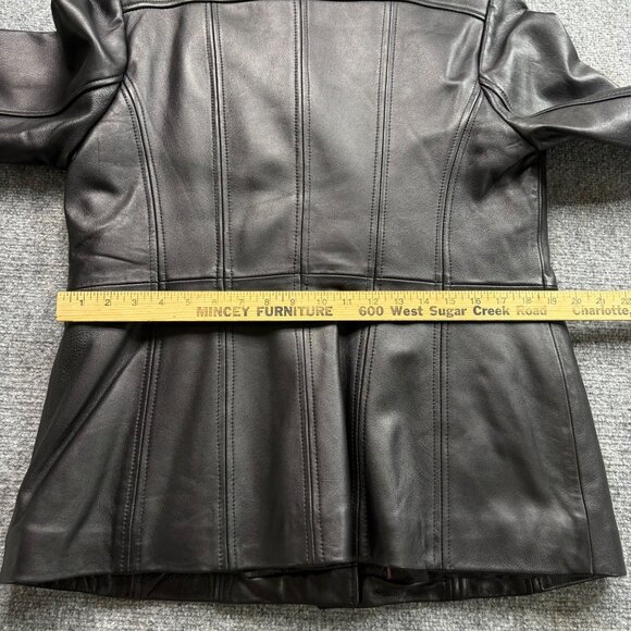 Wilsons Leather Jacket Womens L Black 3M Thinsulate Insulation Blazer Button - Picture 13 of 16